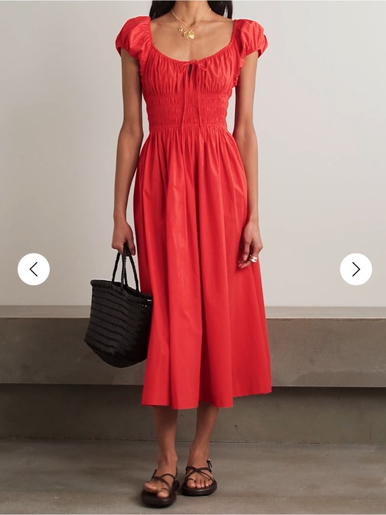 Doen Dresses & Skirts - NEW Doen Quinn Red Puff Sleeve Smocked Midi Dress New with tags